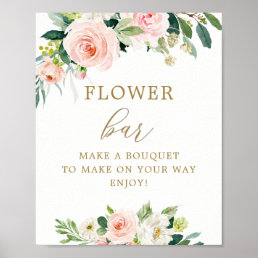Elegant Blush Floral Bouquet Flower Bar  Poster