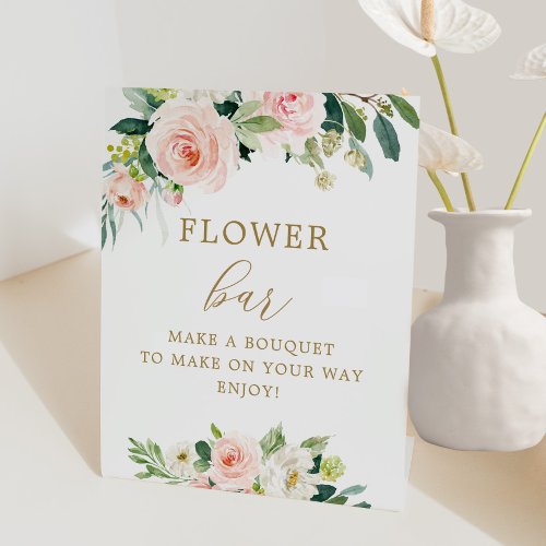 Elegant Blush Floral Bouquet Flower Bar  Poster Pedestal Sign