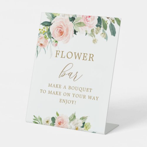 Elegant Blush Floral Bouquet Flower Bar  Poster Pedestal Sign