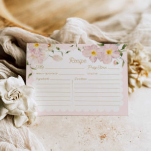 Elegant Blush Floral Bridal Recipe Card