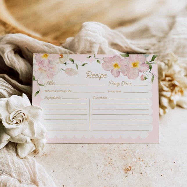 Elegant Blush Floral Bridal Recipe Card (Creator Uploaded)