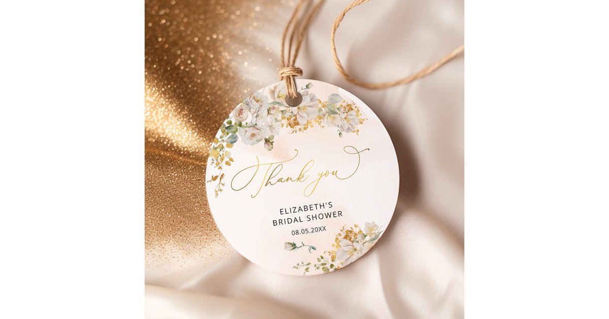 Elegant Blush Floral Bridal Shower Favor Tags | Zazzle
