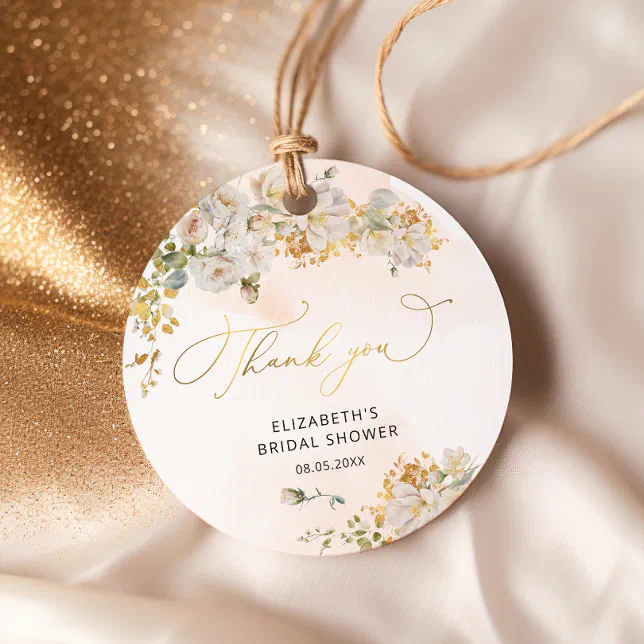 Elegant Blush Floral Bridal Shower Favor Tags | Zazzle