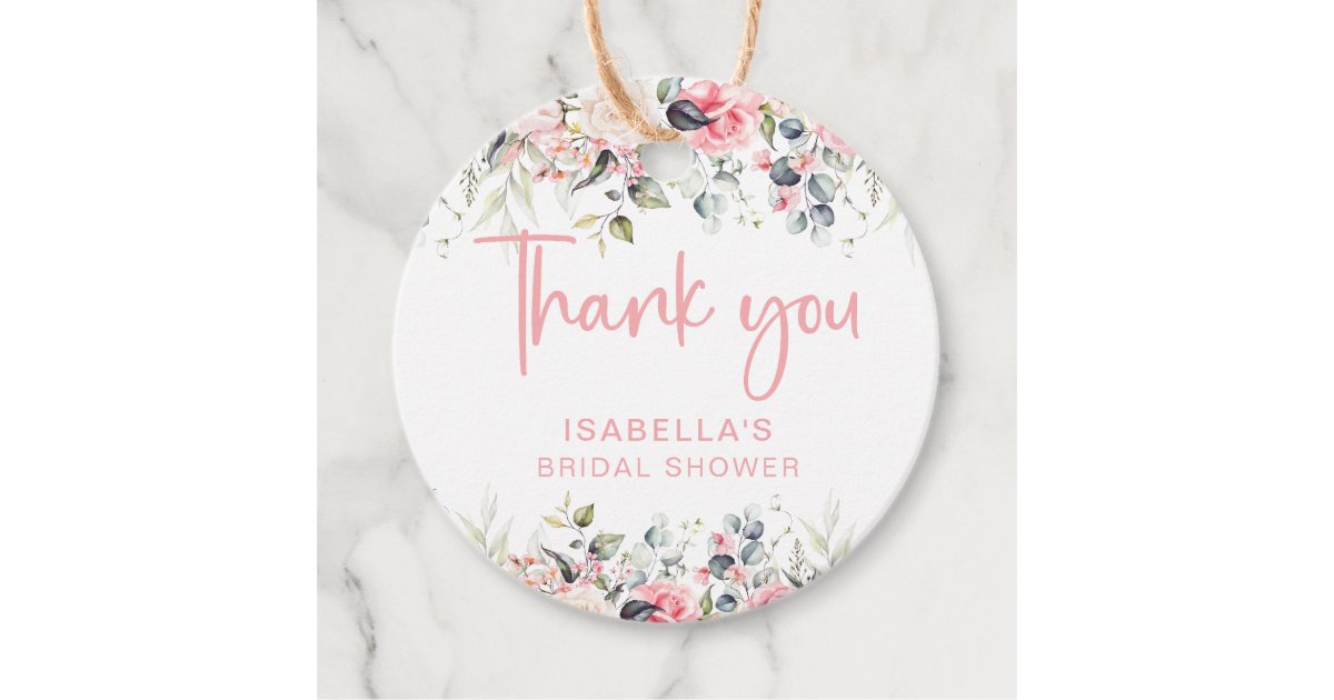 Elegant Blush Floral Bridal Shower Favor Tags | Zazzle