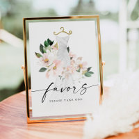 Elegant Blush Floral Bridal Shower Favors Sign
