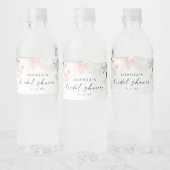 Elegant Blush Floral Bridal Shower Favors Water Bottle Label (Bottles)