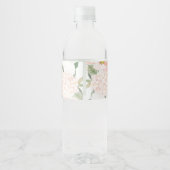 Elegant Blush Floral Bridal Shower Favors Water Bottle Label (Back)