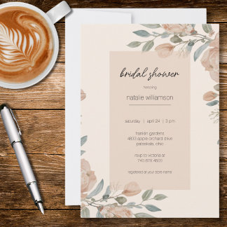 Elegant Blush Floral Bridal Shower Invitation