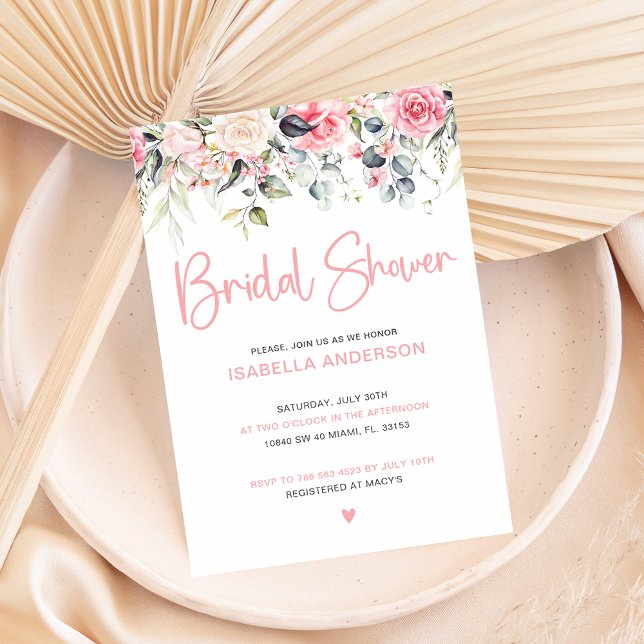 Elegant Blush Floral Bridal Shower Invitation (Creator Uploaded)