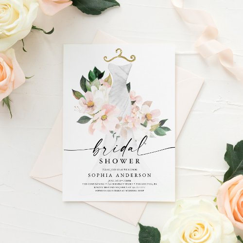 Elegant Blush Floral Bridal Shower Invitation Card