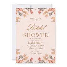 Elegant Blush Floral Bridal Shower Invitation with