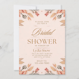 Elegant Blush Floral Bridal Shower Invitation with
