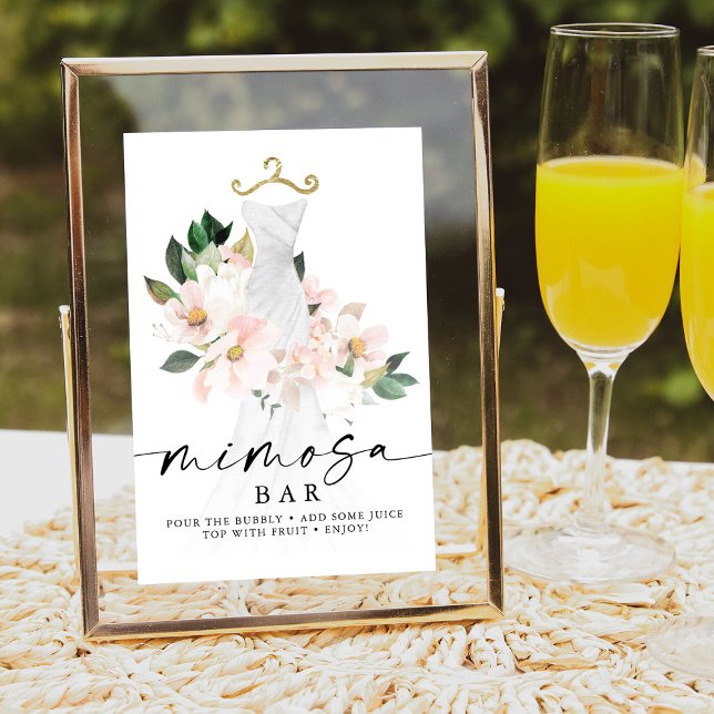Elegant Blush Floral Bridal Shower Mimosa Bar Sign (Creator Uploaded)