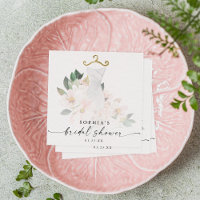 Elegant Blush Floral Bridal Shower Napkins