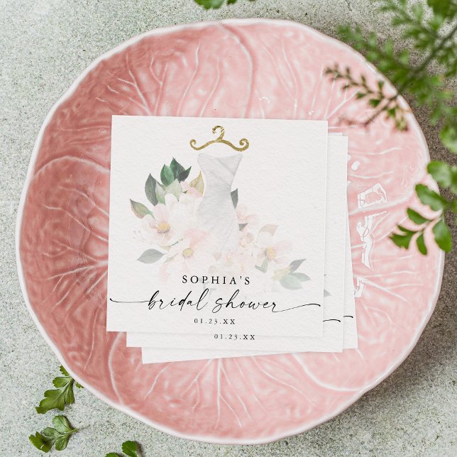 Elegant Blush Floral Bridal Shower Napkins (Creator Uploaded)
