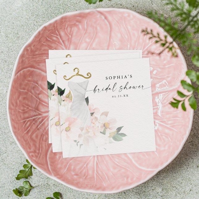 Elegant Blush Floral Bridal Shower Paper Napkins (Creator Uploaded)