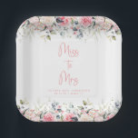 Elegant Blush Floral Bridal Shower Paper Plates<br><div class="desc">These Elegant Blush Floral Bridal Shower Paper Plates feature delicate watercolor flowers in soft blush pink, accented with lush greenery. They are perfect for a spring or summer celebration. The elegant calligraphy script and modern design add a sophisticated touch, making them a stylish choice for any "Miss to Mrs." bridal...</div>