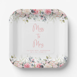 Elegant Blush Floral Bridal Shower Paper Plates