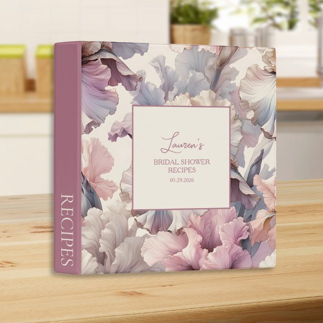 Elegant Blush Floral Bridal Shower Recipe Book 3 Ring Binder (Creator Uploaded)