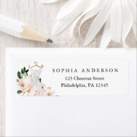 Elegant Blush Floral Bridal Shower Return Address