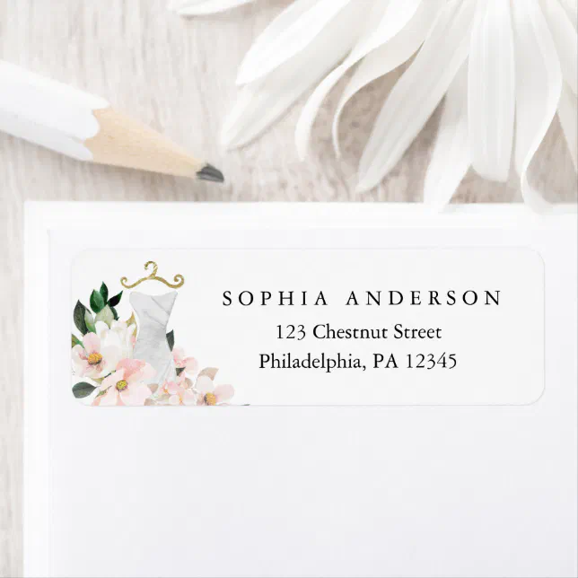 Elegant Blush Floral Bridal Shower Return Address Label | Zazzle