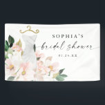 Elegant Blush Floral Bridal Shower Welcome Banner<br><div class="desc">This beautiful design features a bouquet of beautiful blush florals wrapped around an elegant wedding gown and a modern script (editable color) font. See the entire collection for more matching items! Watch our video on 'How to Edit in Zazzle' at YouTube.com/CreativeUnionDesign</div>