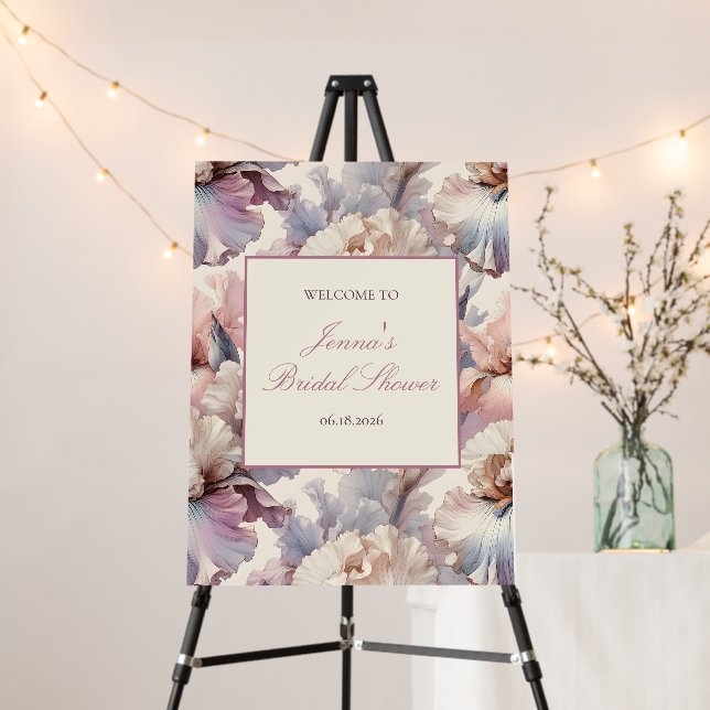 Elegant Blush Floral Bridal Shower Welcome Sign (In Situ (Stand))