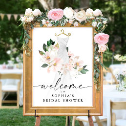 Elegant Blush Floral Bridal Shower Welcome Sign