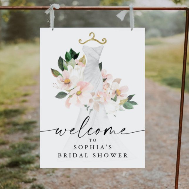 Elegant Blush Floral Bridal Shower Welcome Sign (Creator Uploaded)