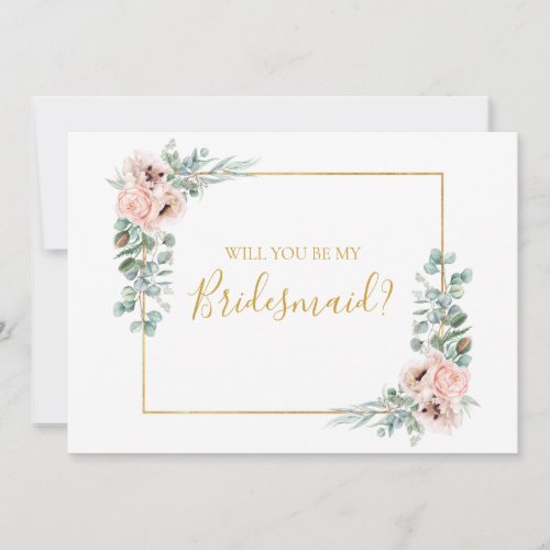 Elegant Blush Floral  Bridesmaid Proposal Card