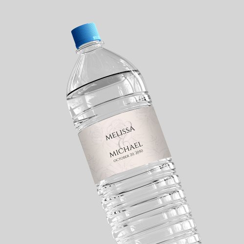Elegant Blush Floral Calligraphy Ampersand  Water Bottle Label