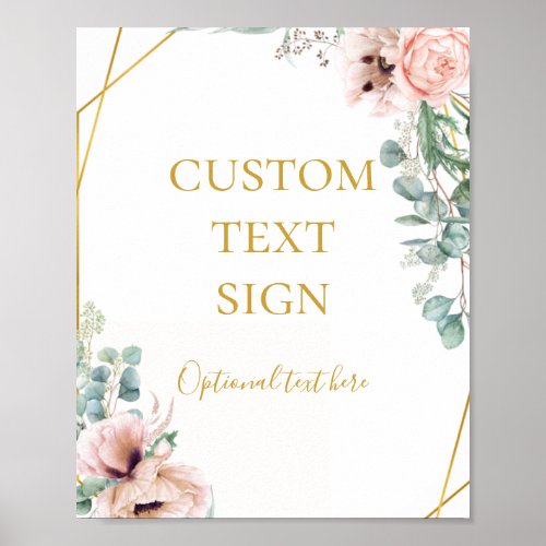 Elegant Blush Floral  Cards and Gifts Custom Sign