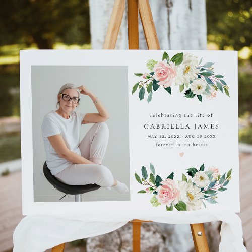 Elegant Blush Floral Celebration of Life Funeral Foam Board