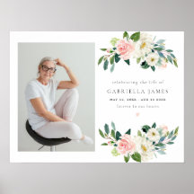 Elegant Blush Floral Celebration of Life Funeral