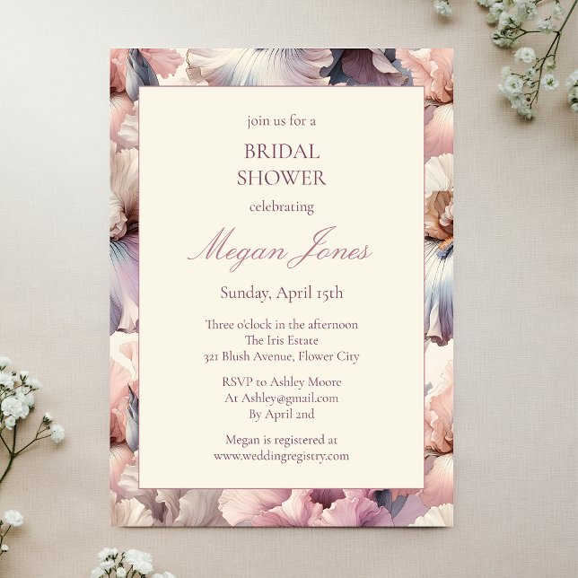 Elegant Blush Floral Classic Formal Bridal Shower Invitation (Creator Uploaded)