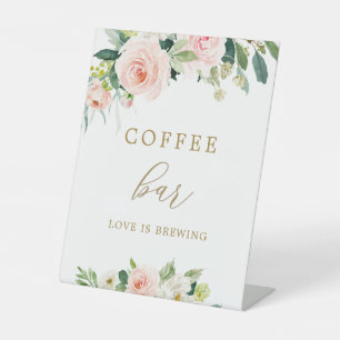Elegant Blush Floral Coffee Bar Sign