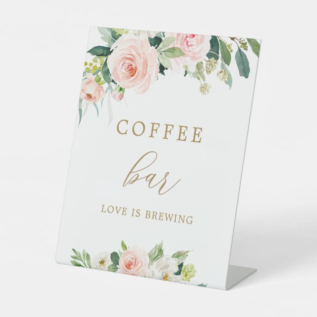 Elegant Blush Floral Coffee Bar Sign (Front)
