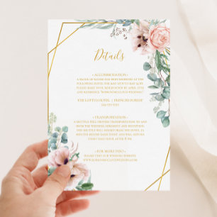 Elegant Blush Floral   Details Enclosure Card