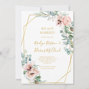Elegant Blush Floral Elopement Announcement