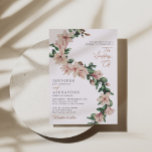Elegant Blush Floral Eucalyptus Wedding Rose Gold Foil Invitation<br><div class="desc">A unique design for your wedding. Featuring a garland made with watercolor magnolias flowers in shades of blush and purple adorned with eucalyptus over a light grey background, the design is finished on the back with a blush background. pops of real rose gold foil over the invitation makes it extra...</div>