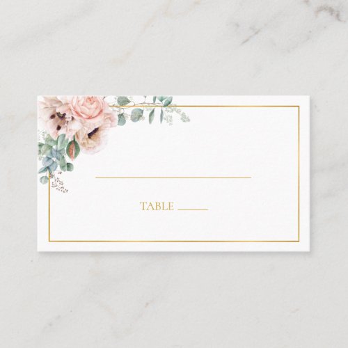 Elegant Blush Floral  Flat Wedding Place Card
