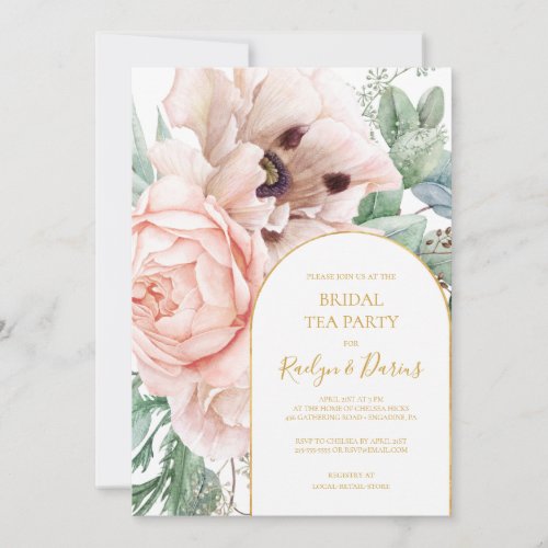 Elegant Blush Floral Garden  Bridal Tea Party Invitation