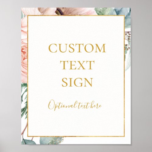 Elegant Blush Floral Garden Cards and Gifts Custom Poster