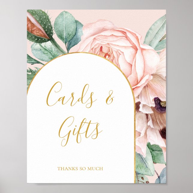 Elegant Blush Floral Garden Pastel Cards And Gifts Poster (Front)