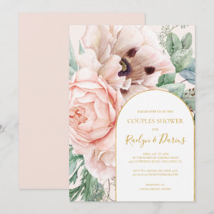 Elegant Blush Floral Garden Pastel Couples Shower Invitation