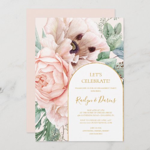Elegant Blush Floral Garden Pastel Lets Celebrate Invitation