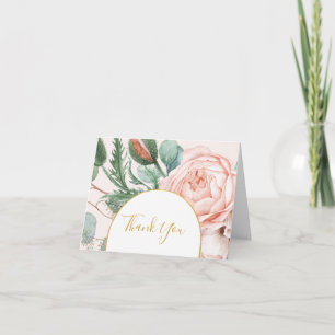 Elegant Blush Floral Garden Pastel Letterpress Thank You Card
