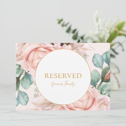 Elegant Blush Floral Garden  Pastel Reserved Sign