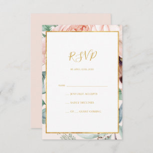 Elegant Blush Floral Garden   Pastel RSVP Card