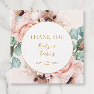 Elegant Blush Floral Garden   Pastel Thank You Favor Tags